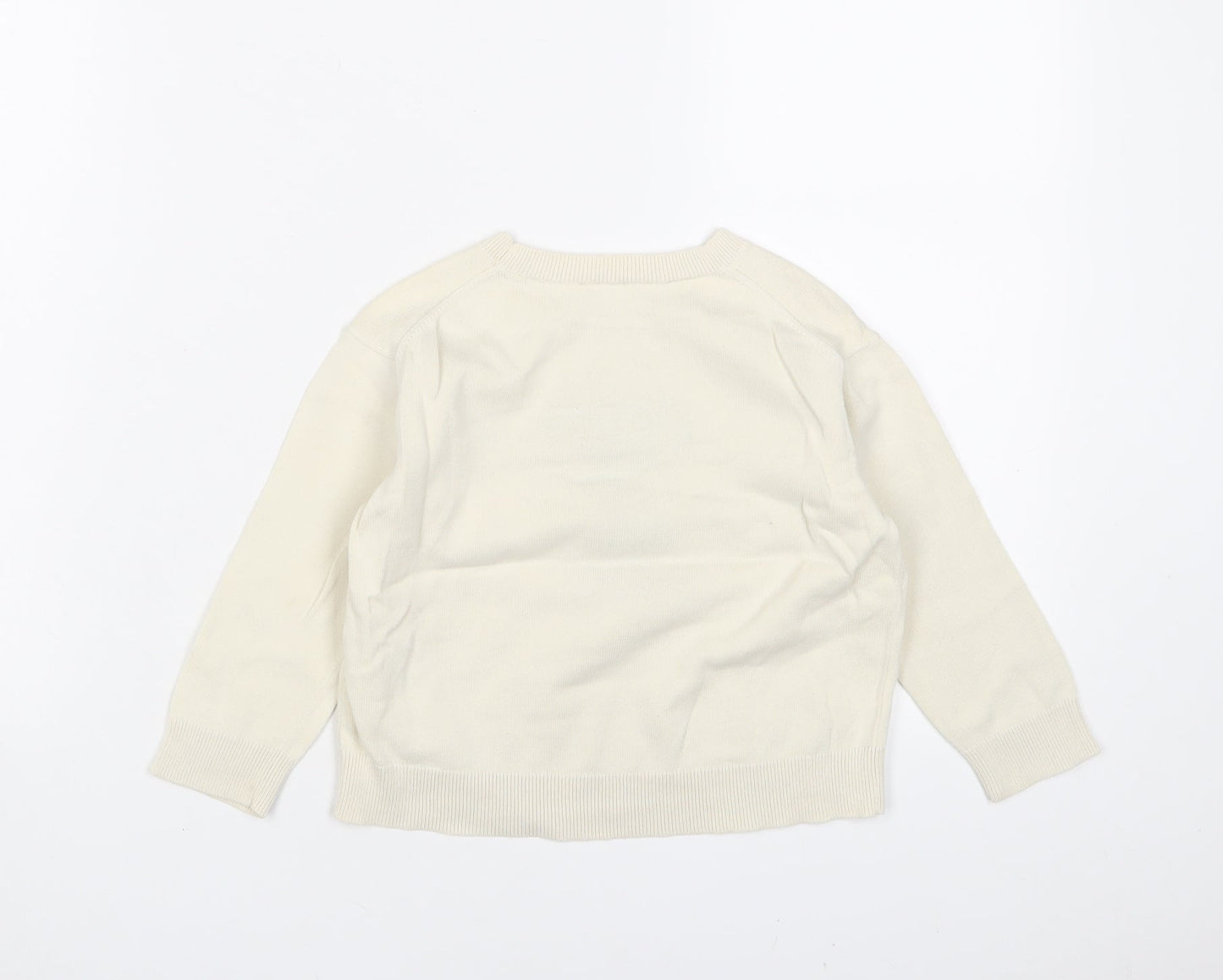 Peanuts Girls Ivory Crew Neck Cotton Pullover Jumper Size 3 Years Pullover - Embroidered