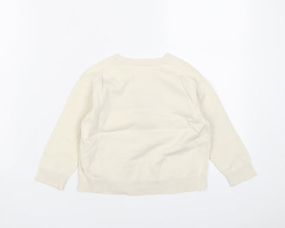 Peanuts Girls Ivory Crew Neck Cotton Pullover Jumper Size 3 Years Pullover - Embroidered