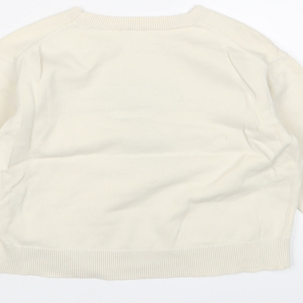 Peanuts Girls Ivory Crew Neck Cotton Pullover Jumper Size 3 Years Pullover - Embroidered