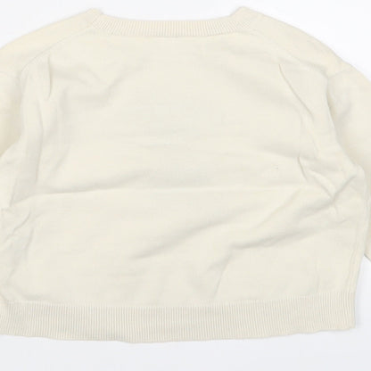 Peanuts Girls Ivory Crew Neck Cotton Pullover Jumper Size 3 Years Pullover - Embroidered