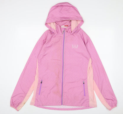 Elle Sport Womens Pink Geometric Jacket Size L Zip - Logo