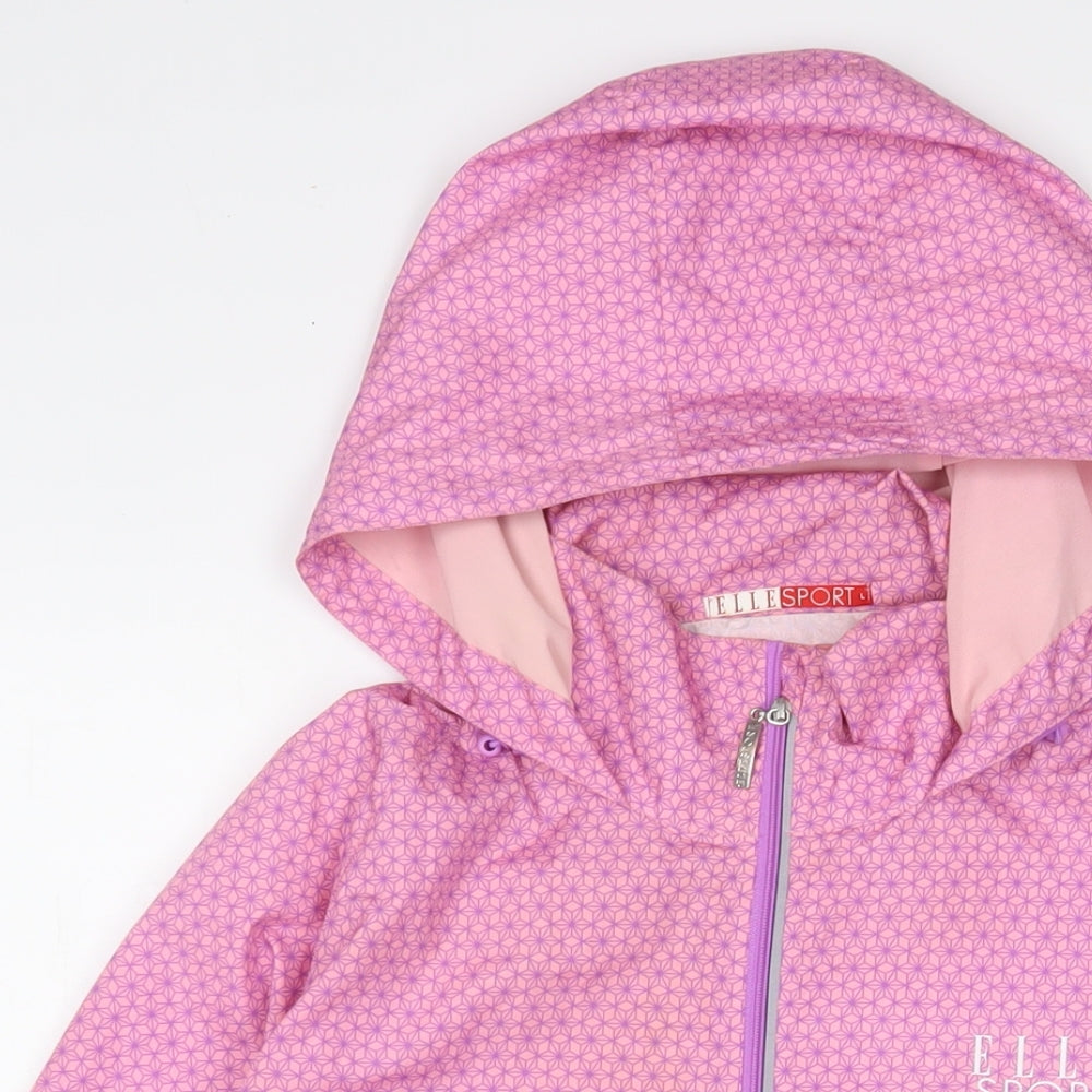 Elle Sport Womens Pink Geometric Jacket Size L Zip - Logo