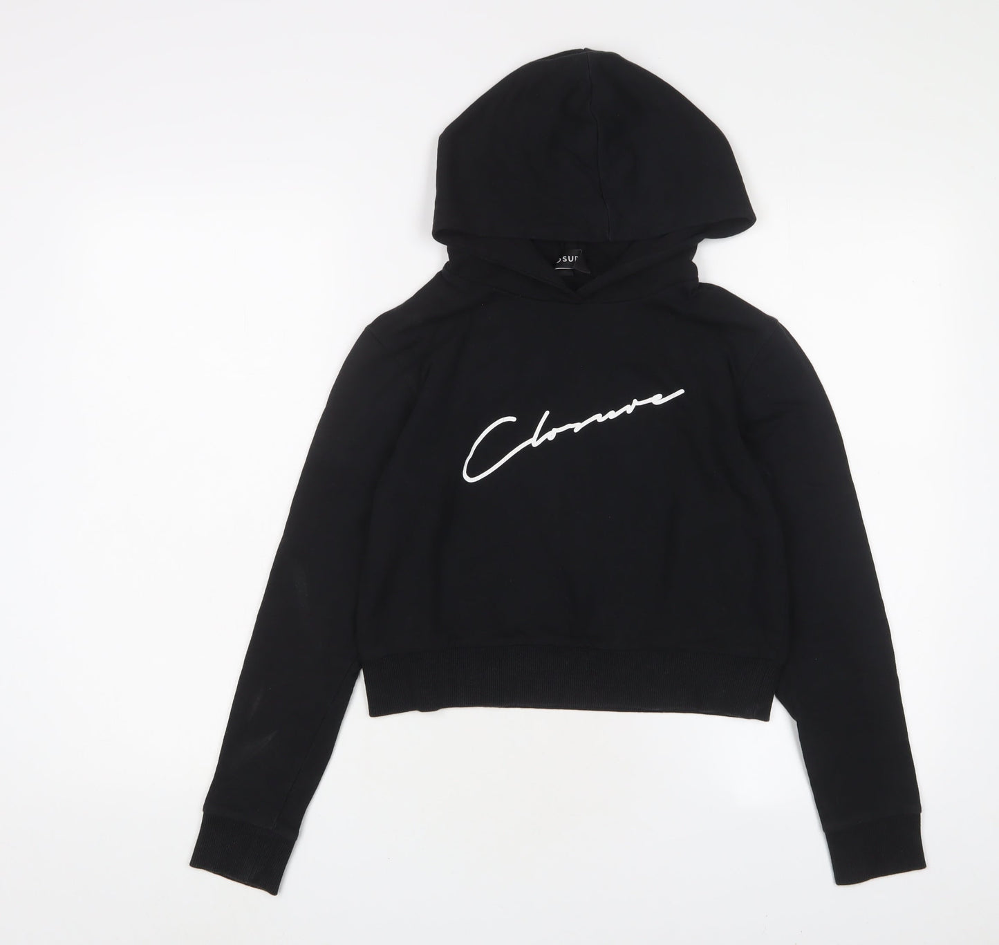 Closure Girls Black Cotton Pullover Hoodie Size 13 Years Pullover - Logo