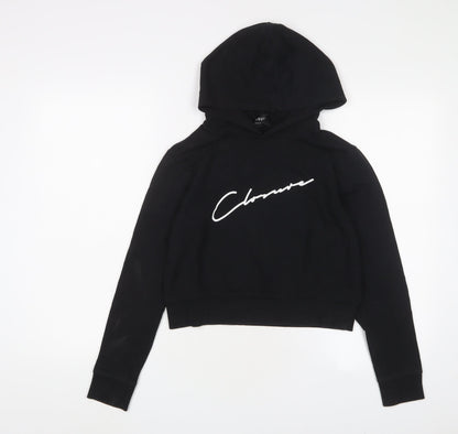 Closure Girls Black Cotton Pullover Hoodie Size 13 Years Pullover - Logo