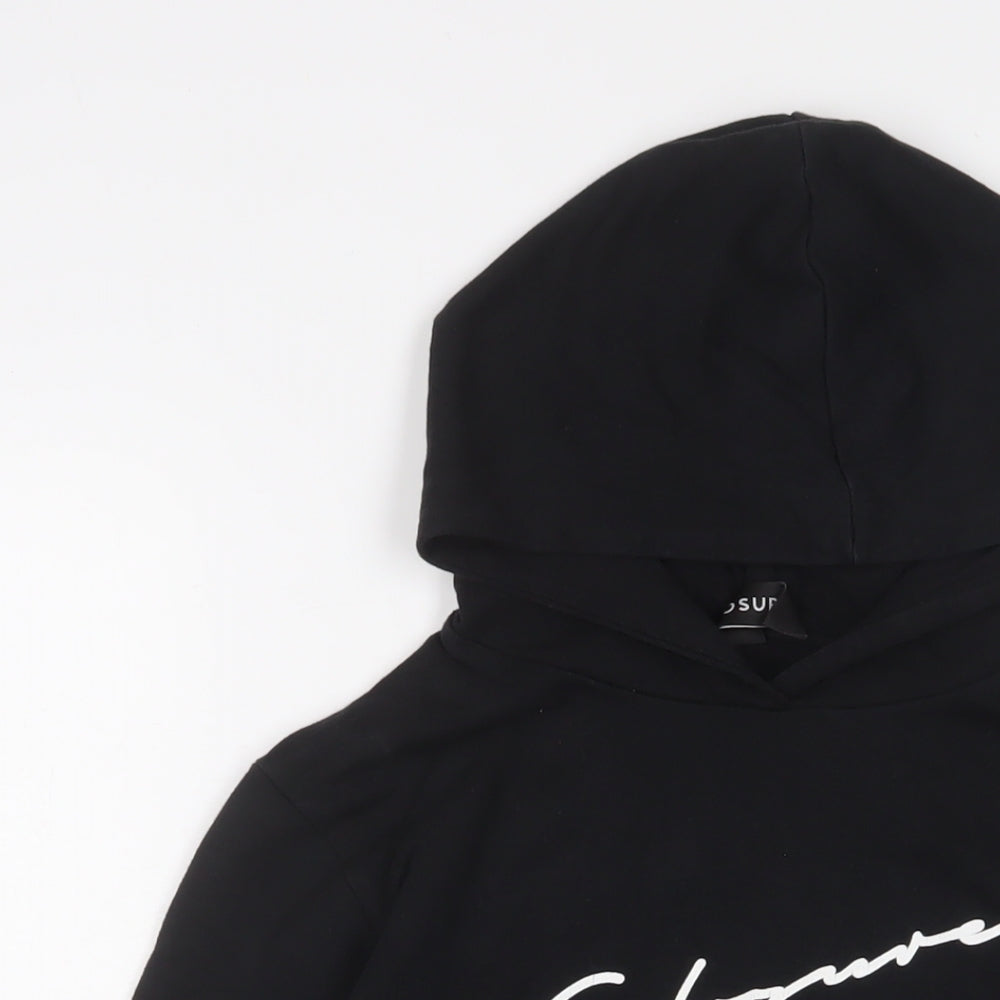 Closure Girls Black Cotton Pullover Hoodie Size 13 Years Pullover - Logo