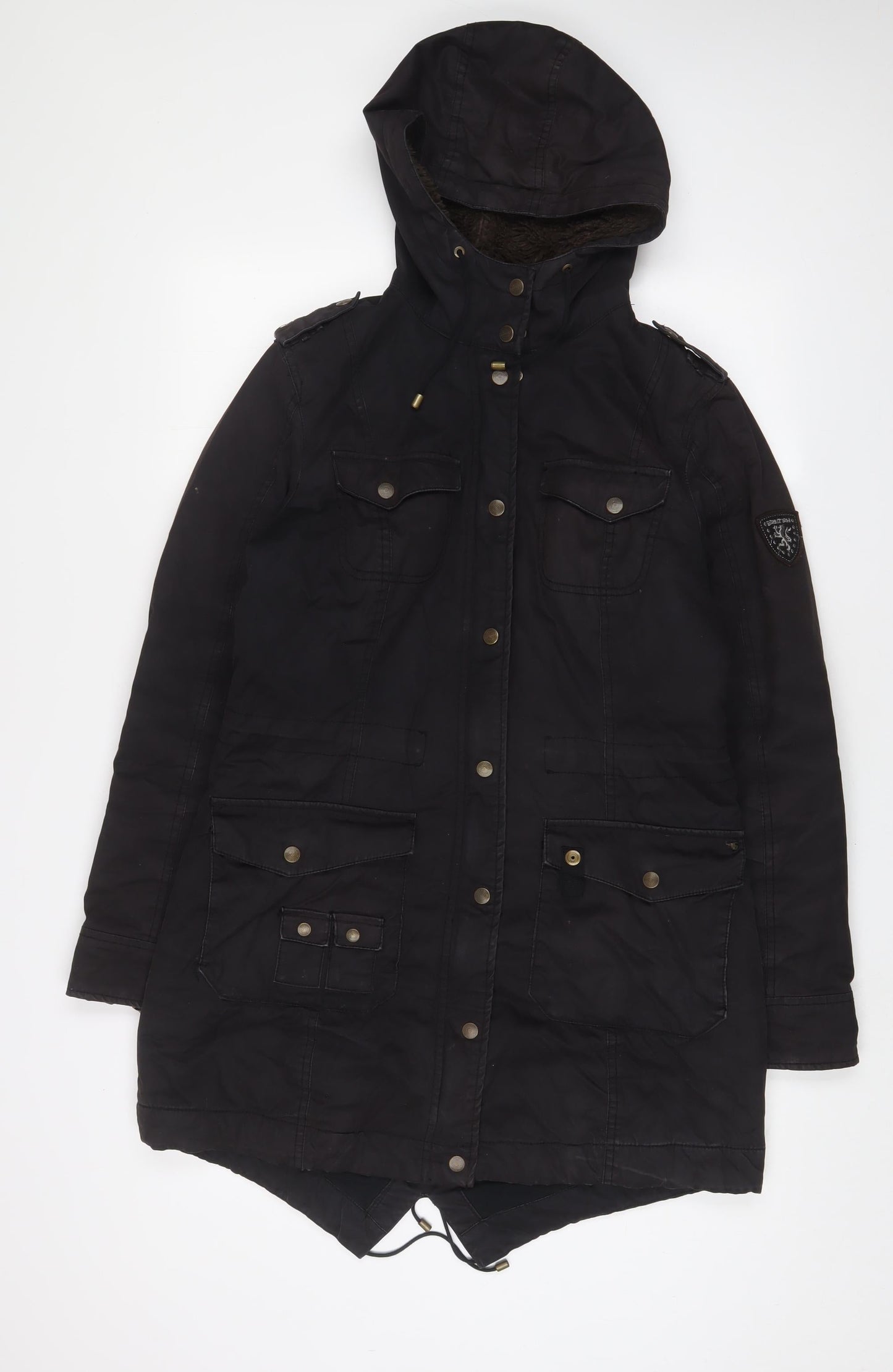 Esprit Womens Brown Jacket Coat Size M Zip - Logo, Embroidered