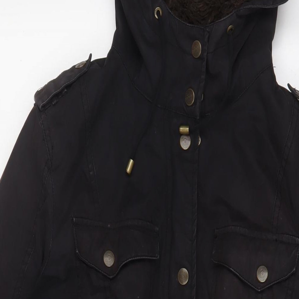 Esprit Womens Brown Jacket Coat Size M Zip - Logo, Embroidered