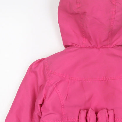 Mini Club Girls Pink Basic Coat Coat Size 5-6 Years Zip - Logo, Embroidered