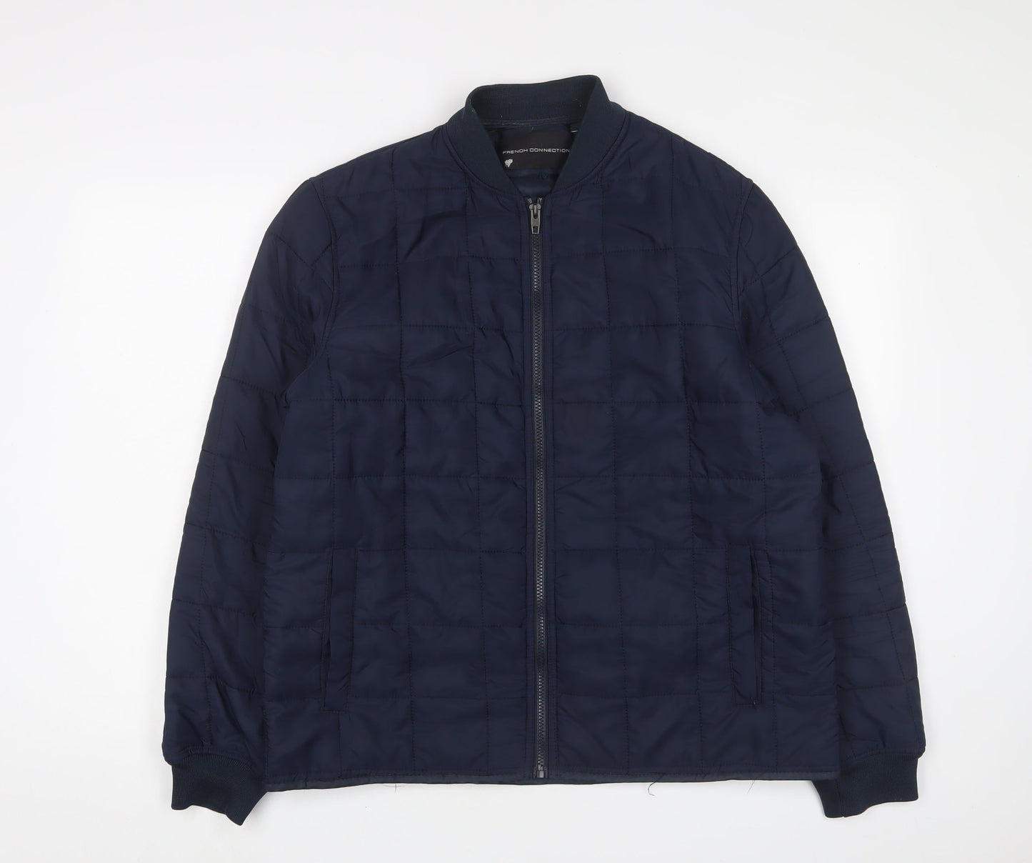 Mens UK Size L French Connection Blue Quilted Coat