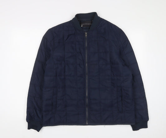 Mens UK Size L French Connection Blue Quilted Coat