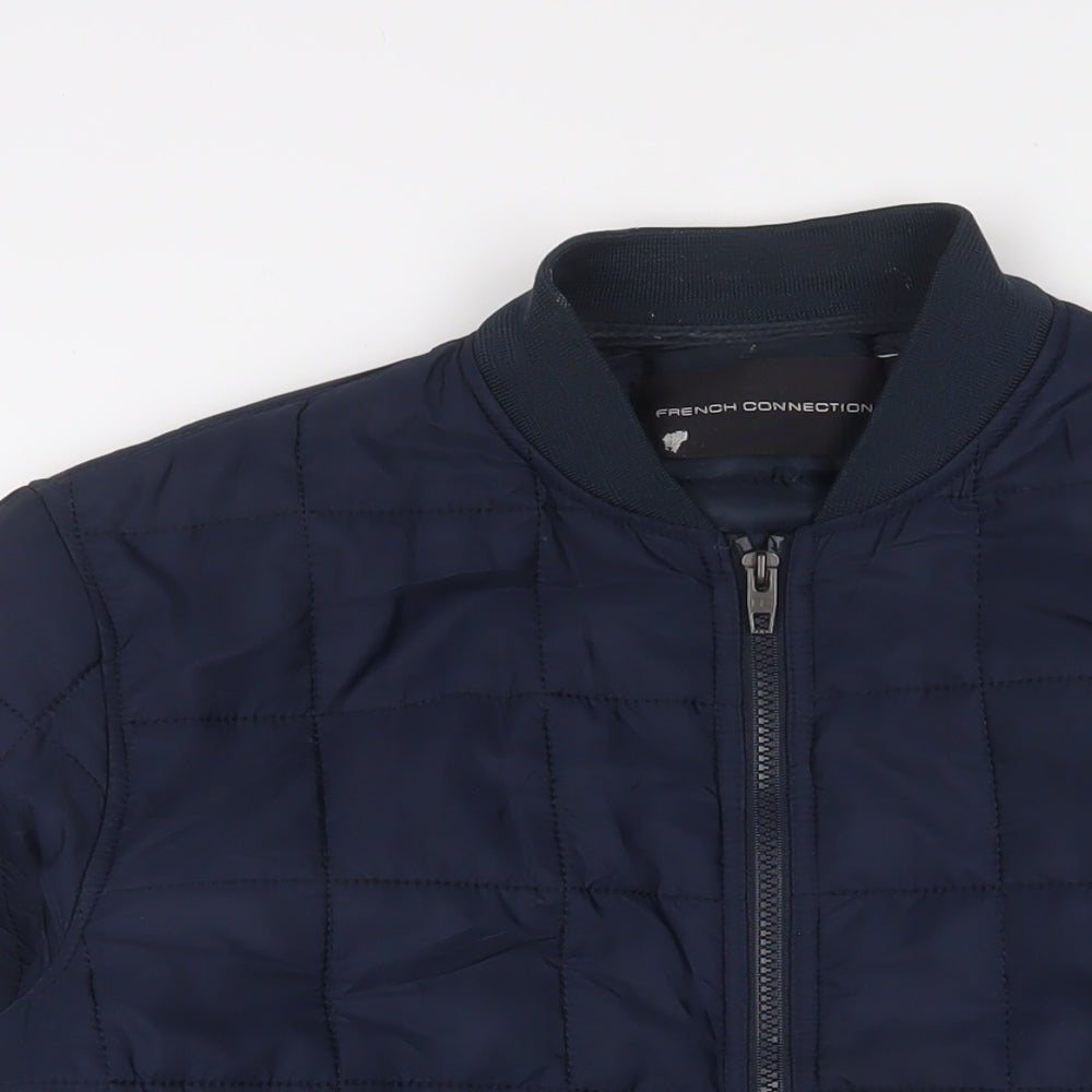 Mens UK Size L French Connection Blue Quilted Coat