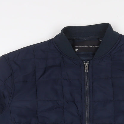 Mens UK Size L French Connection Blue Quilted Coat