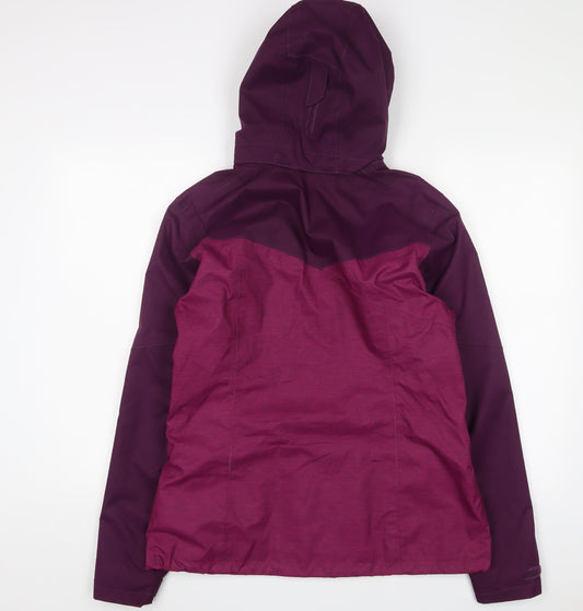 DECATHLON Womens Purple Rain Coat Coat Size L Zip - Logo