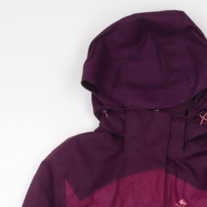 DECATHLON Womens Purple Rain Coat Coat Size L Zip - Logo
