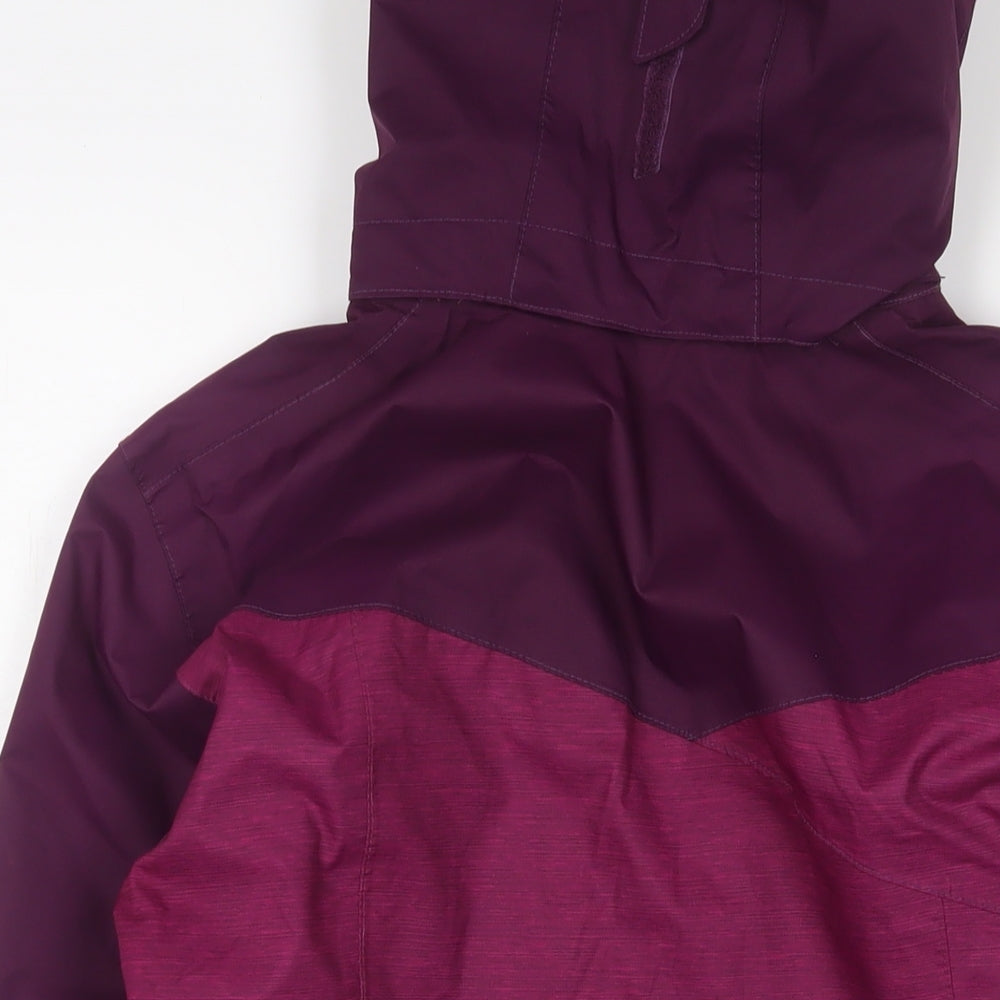 DECATHLON Womens Purple Rain Coat Coat Size L Zip - Logo