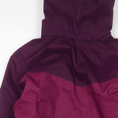 DECATHLON Womens Purple Rain Coat Coat Size L Zip - Logo