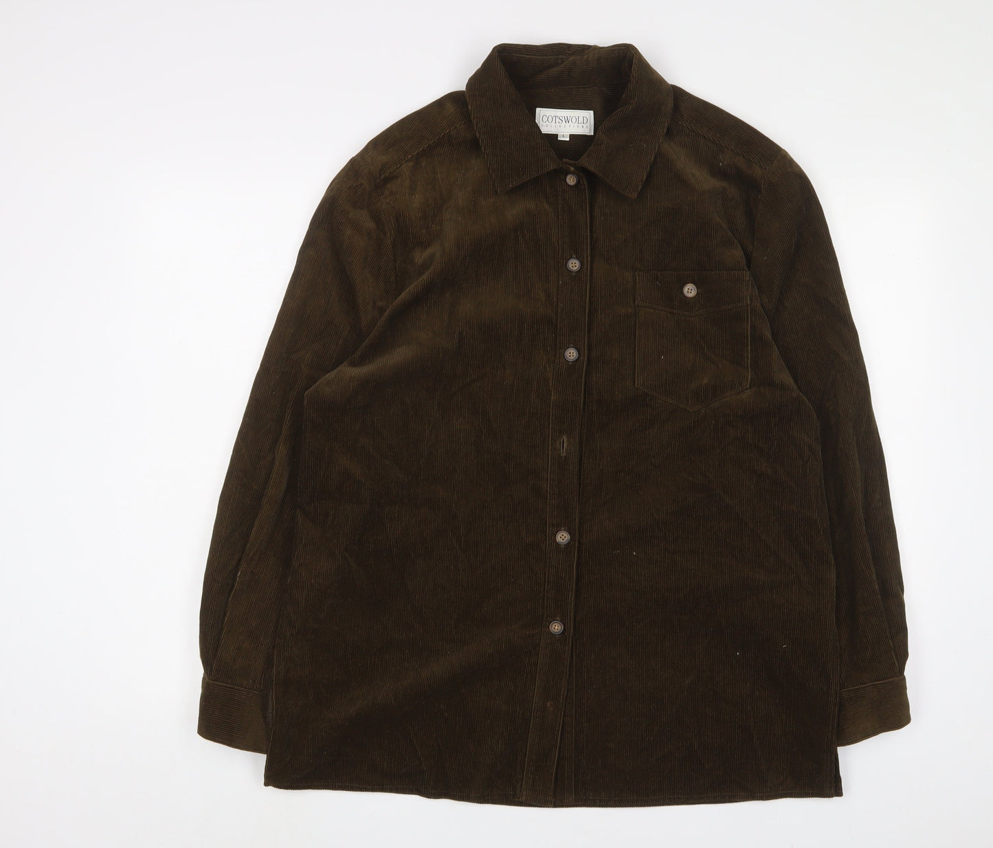 Cotswold Mens Green Cotton Button-Up Size L Collared Button