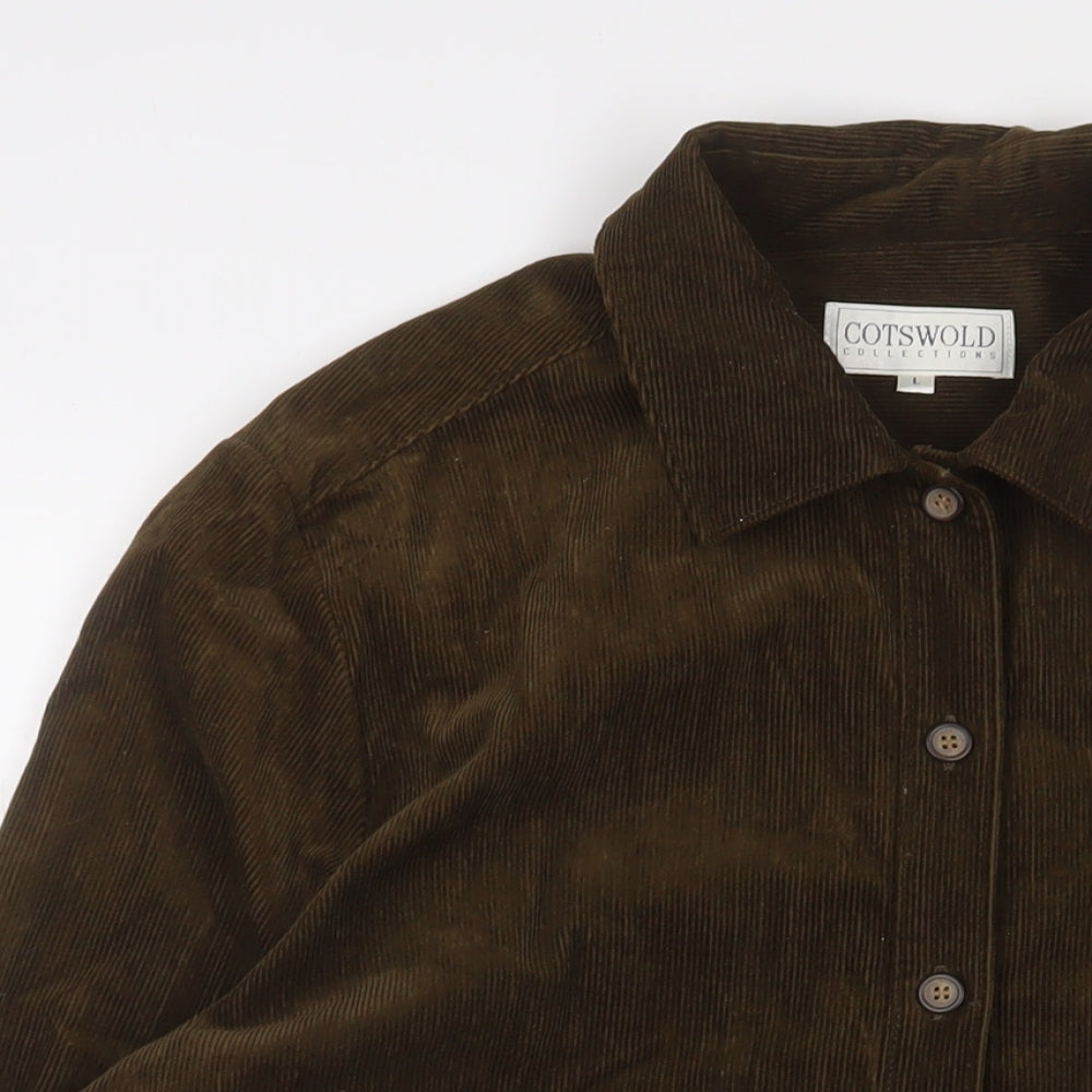 Cotswold Mens Green Cotton Button-Up Size L Collared Button
