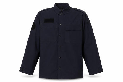 Workwear Mens Blue Viscose Button-Up Size L Collared Button