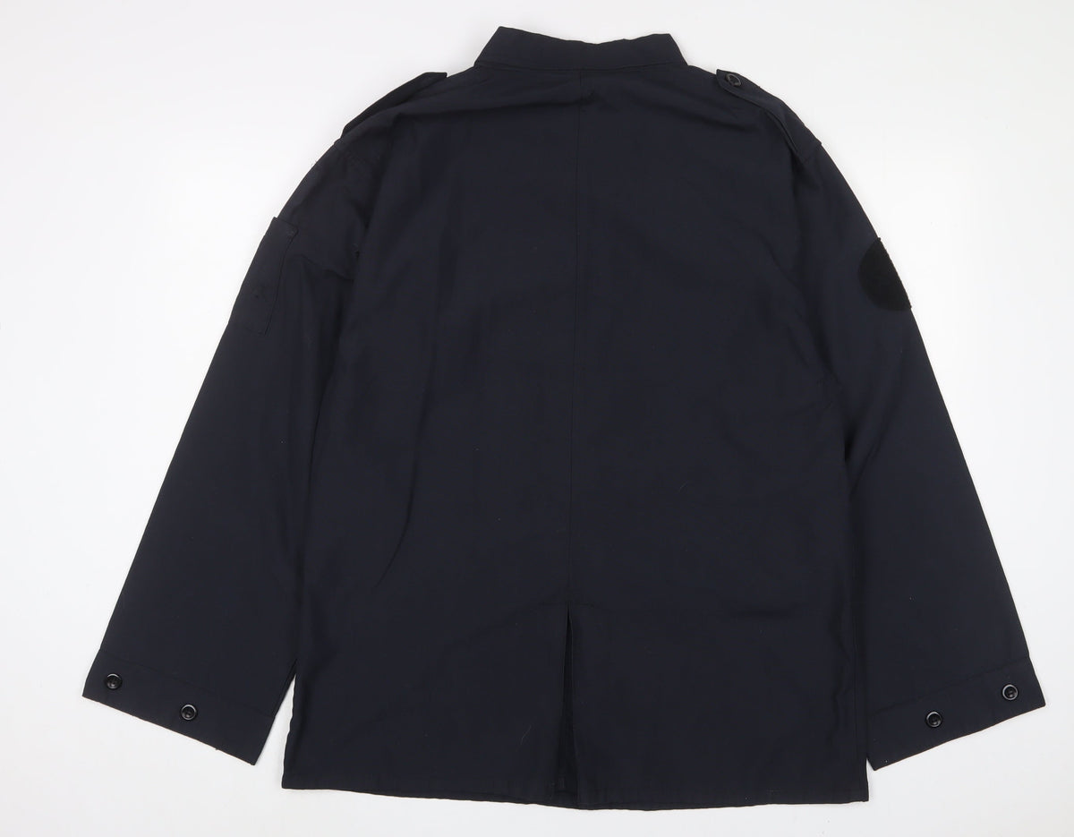 Workwear Mens Blue Viscose Button-Up Size L Collared Button