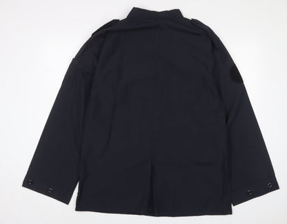 Workwear Mens Blue Viscose Button-Up Size L Collared Button