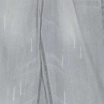 DENIM 73 Mens Grey Cotton Straight Jeans Size 36 in L34 in Regular Button - Long Leg