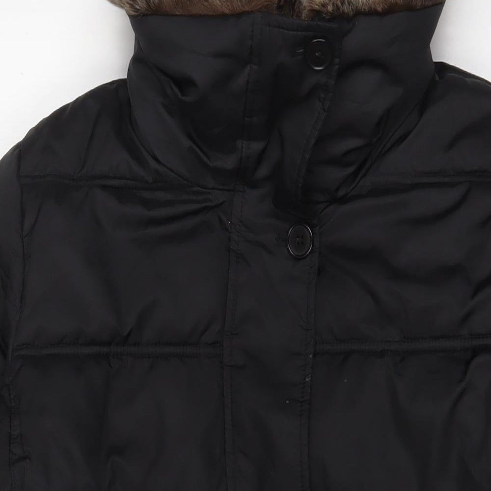 Landsend Womens Black Quilted Coat Size L Zip - Pockets