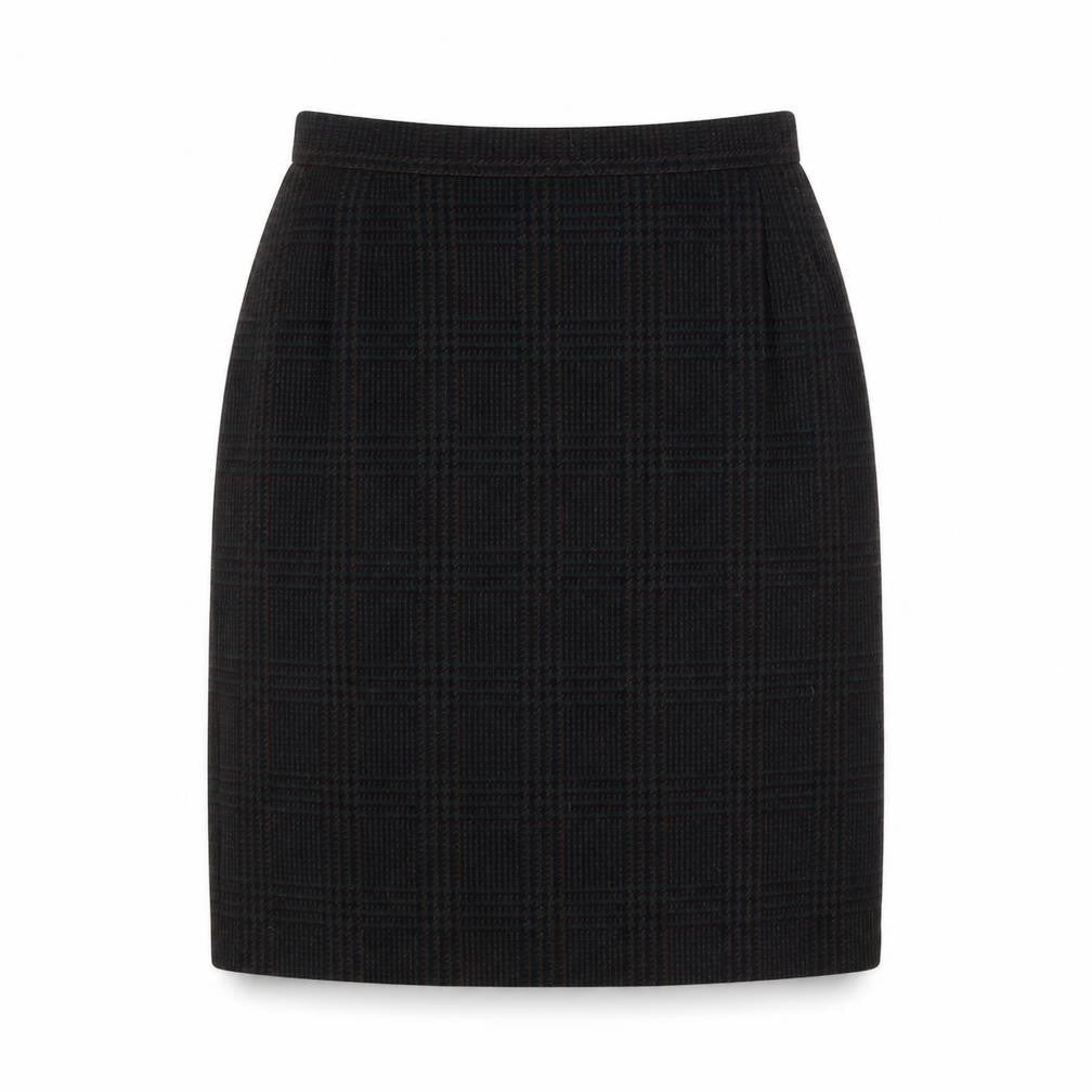 BHS Womens Green Plaid Wool A-Line Skirt Size 14 Zip