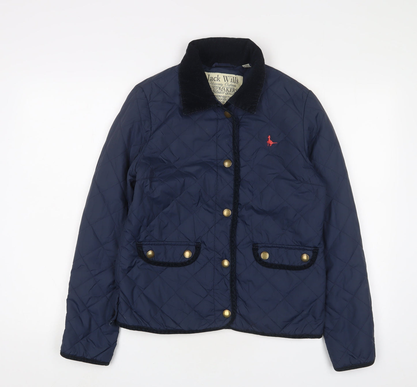 Womens UK Size 10 Jack Wills Blue Quilted Coat