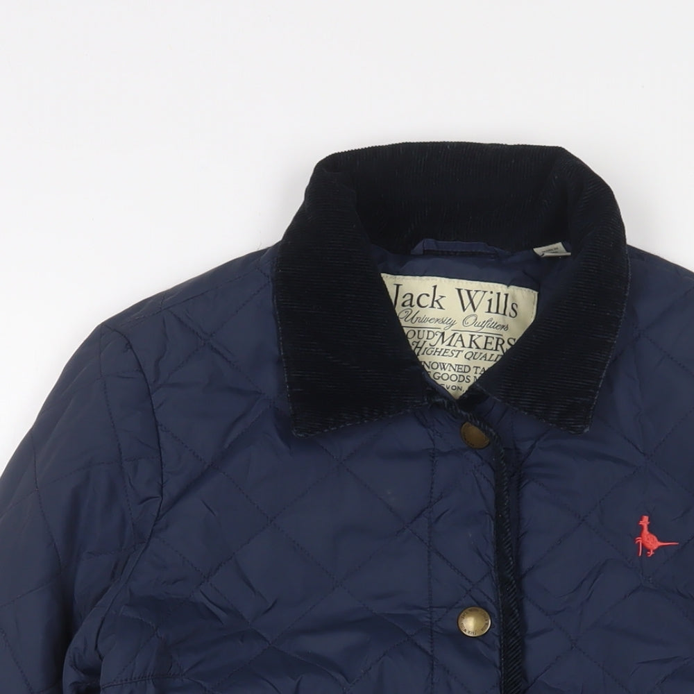 Womens UK Size 10 Jack Wills Blue Quilted Coat