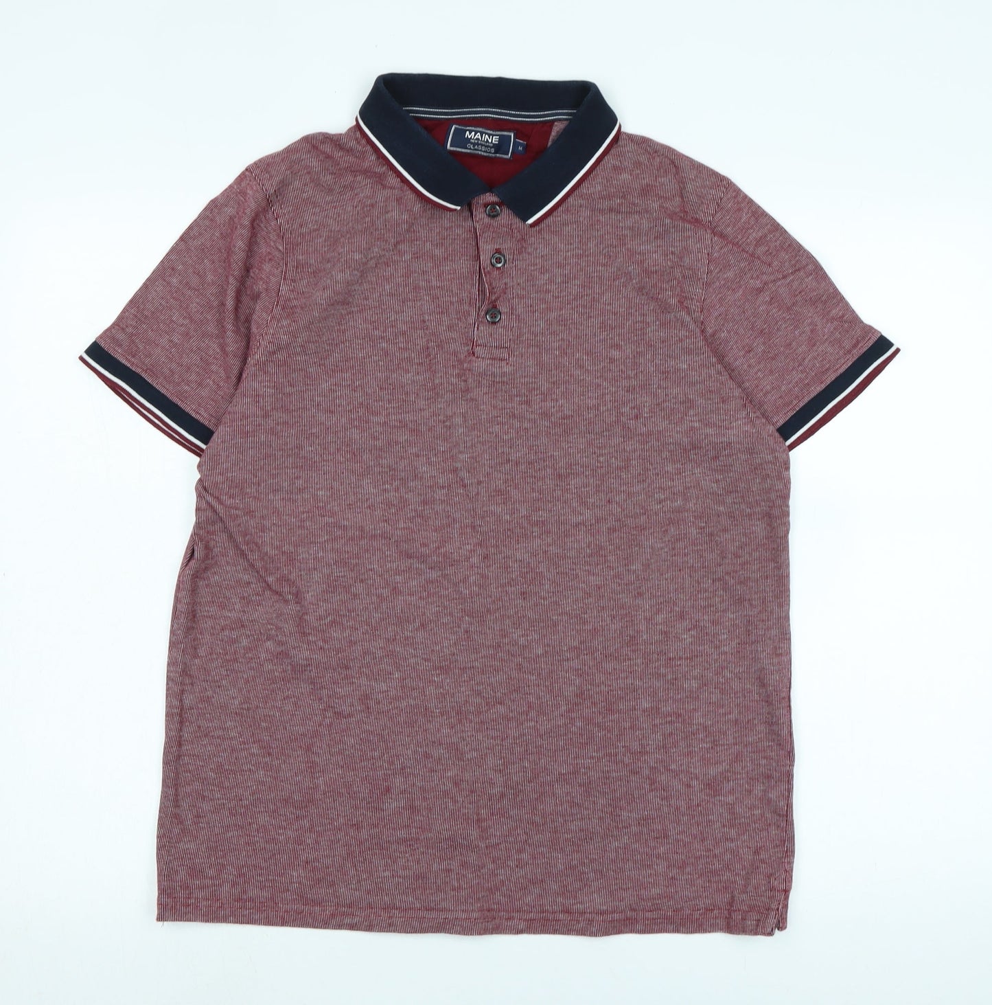 Maine Mens Red Cotton Polo Size M Collared