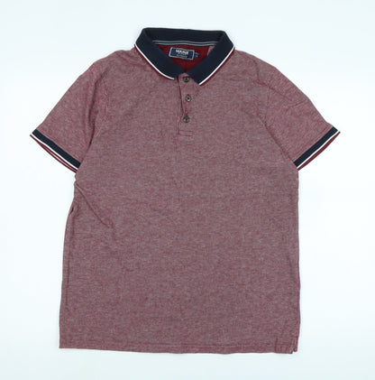 Maine Mens Red Cotton Polo Size M Collared