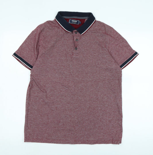 Maine Mens Red Cotton Polo Size M Collared