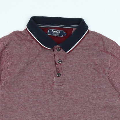 Maine Mens Red Cotton Polo Size M Collared