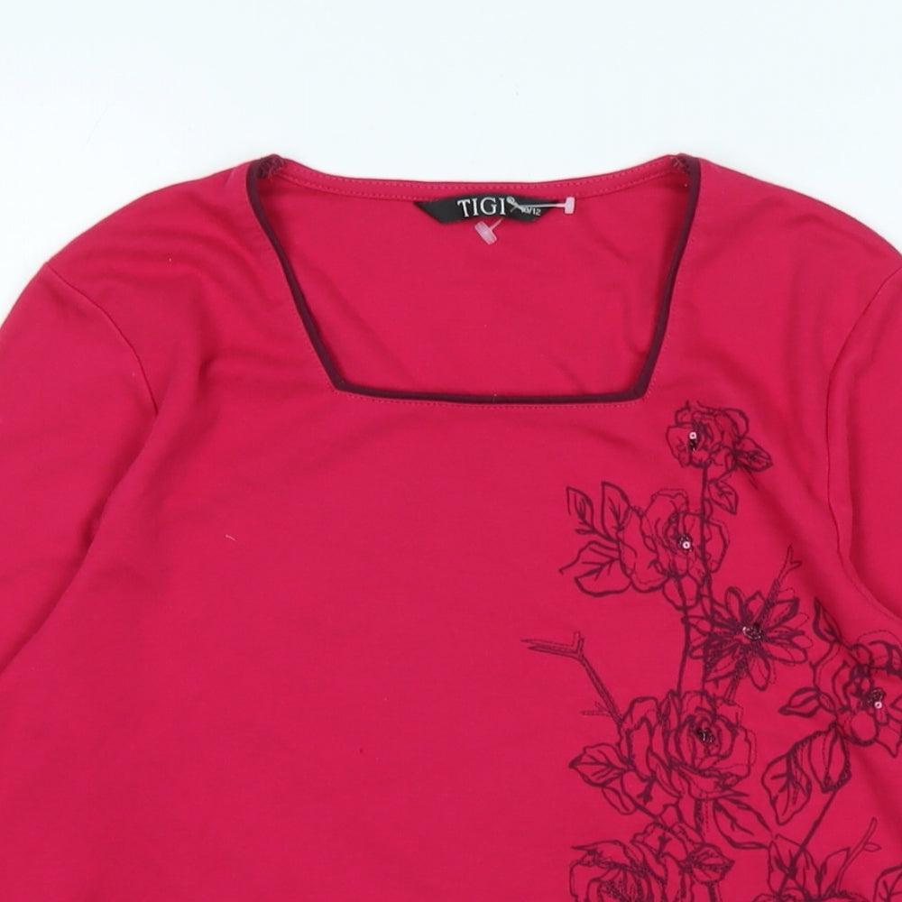Womens UK Size M TIGI Pink Basic T-Shirt