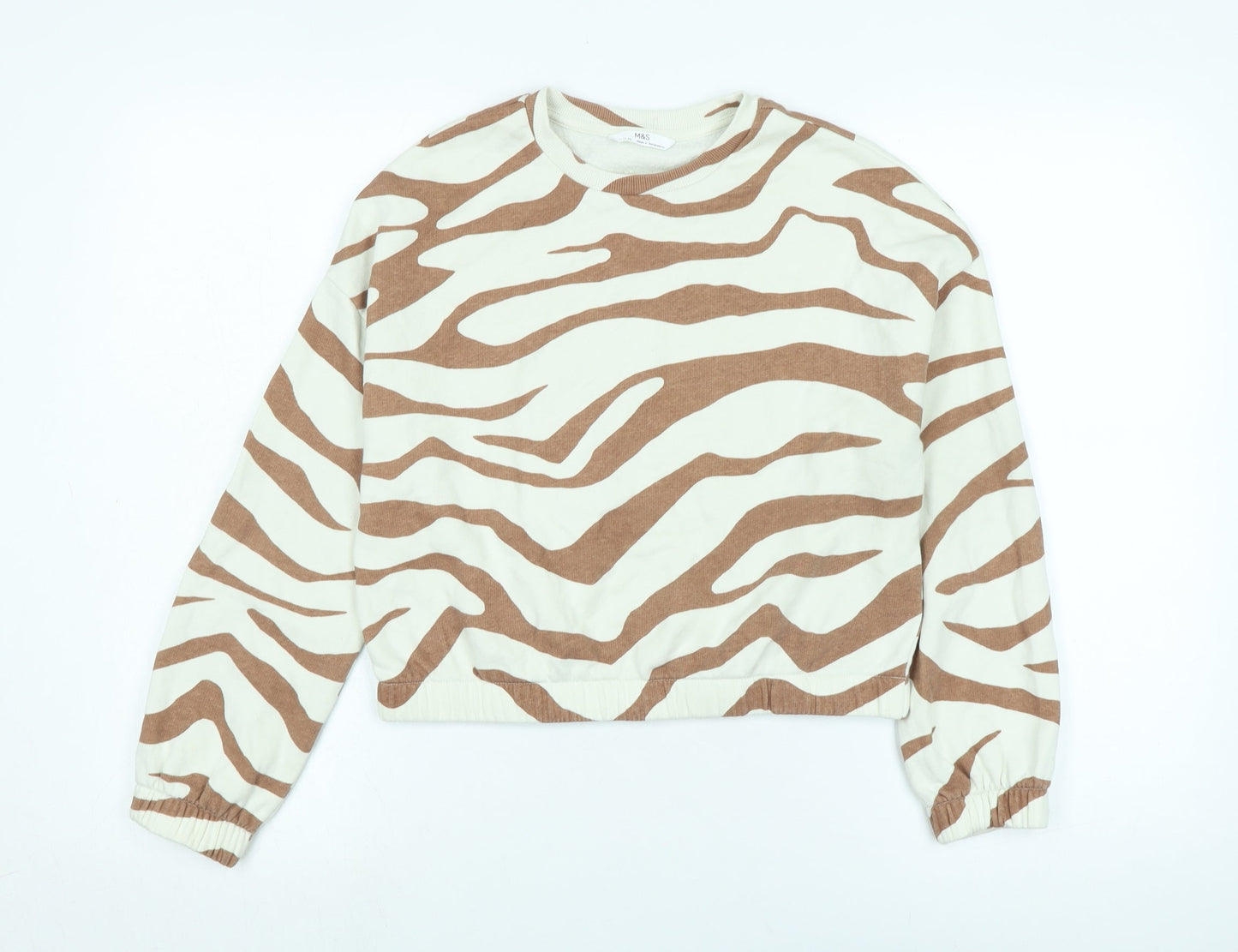 Marks and Spencer Girls Brown Cotton Pullover Sweatshirt Size 11-12 Years