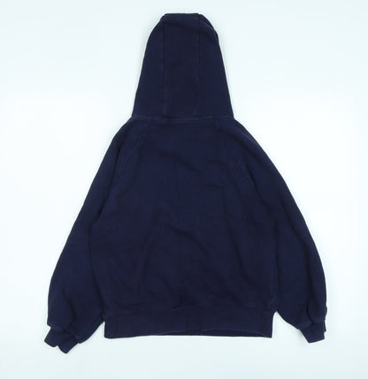 NEXT Boys Blue Cotton Pullover Hoodie Size 12 Years - Rainbow embroidery