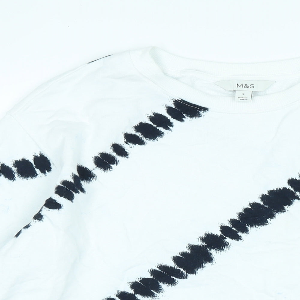 Womens UK Size L Marks and Spencer White Pullover Sweatshirt
