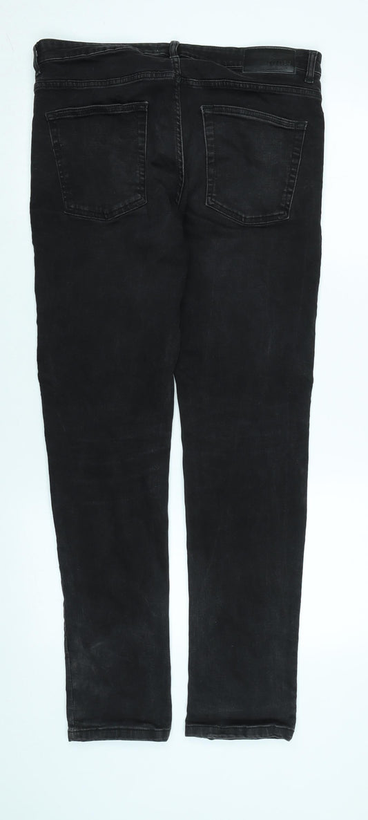 Mens UK Size 34 in Nines Regular Fit Straight Black Jeans