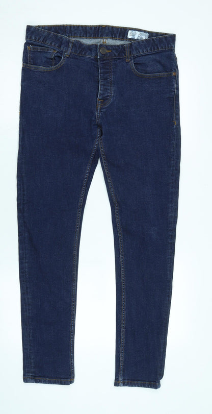 Denim & Co. Mens Blue Cotton Straight Jeans Size 34 in L32 in Regular Zip
