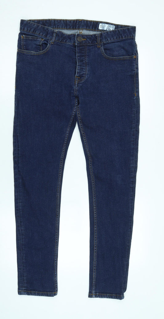 Denim & Co. Mens Blue Cotton Straight Jeans Size 34 in L32 in Regular Zip