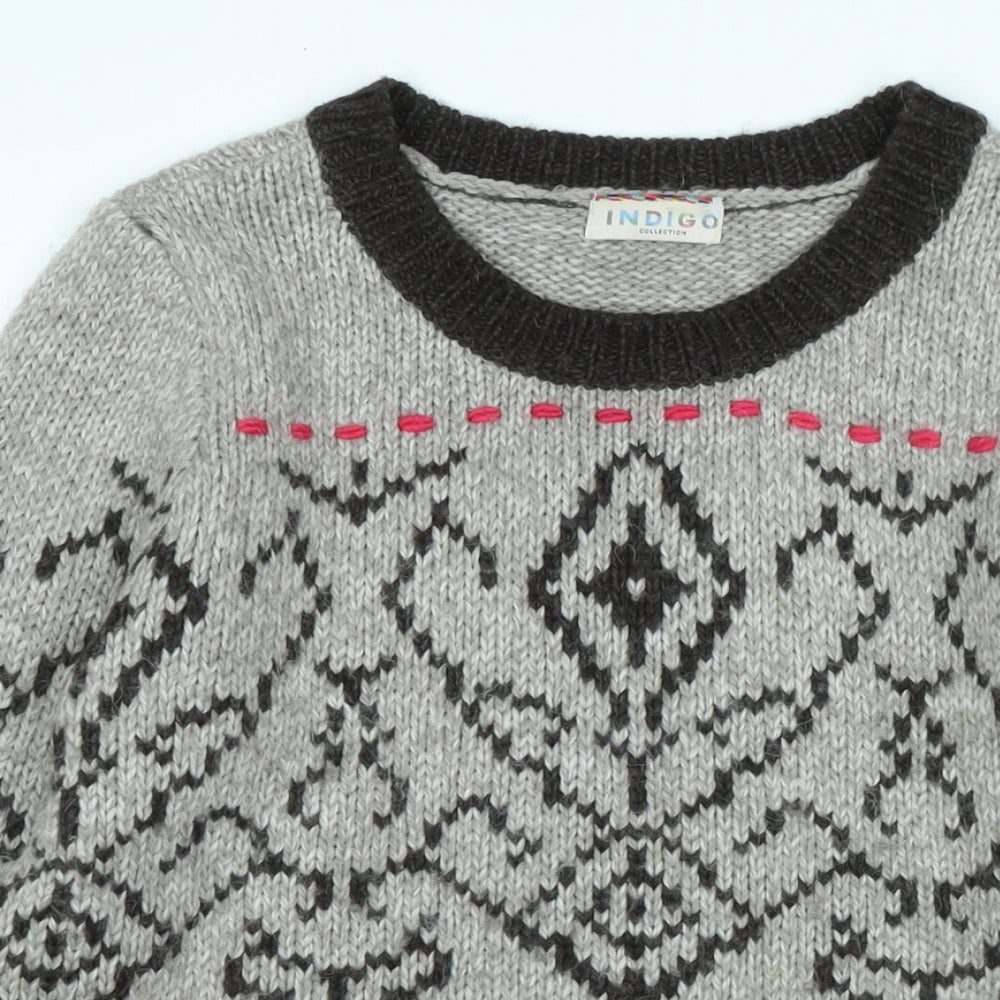 Womens UK Size 12 Indigo Brown Pullover Jumper