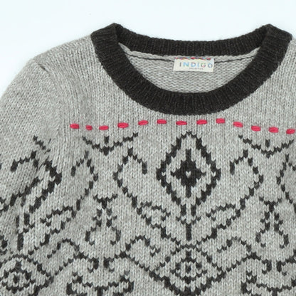 Womens UK Size 12 Indigo Brown Pullover Jumper