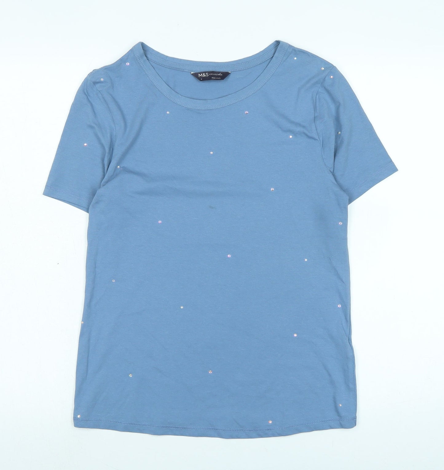 Womens UK Size 6 Marks and Spencer Blue Basic T-Shirt