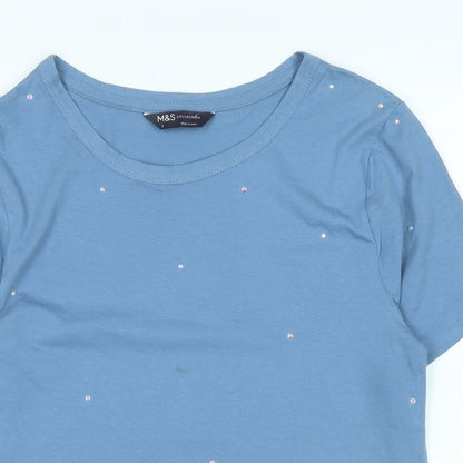 Womens UK Size 6 Marks and Spencer Blue Basic T-Shirt