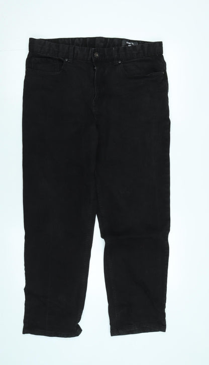TU Mens Black Cotton Straight Jeans Size 34 in L26 in Regular Zip