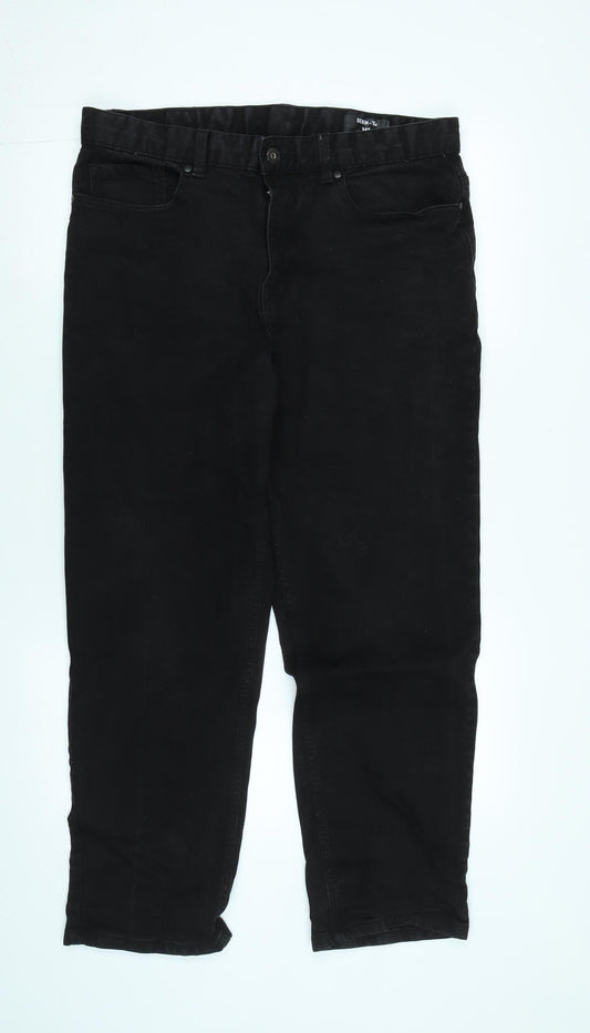 TU Mens Black Cotton Straight Jeans Size 34 in L26 in Regular Zip