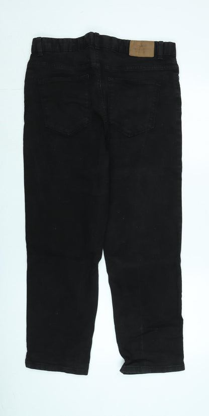 TU Mens Black Cotton Straight Jeans Size 34 in L26 in Regular Zip