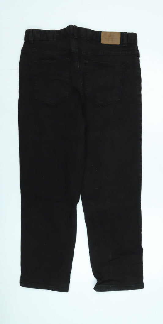 TU Mens Black Cotton Straight Jeans Size 34 in L26 in Regular Zip