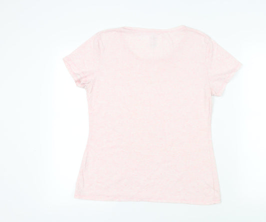 DECATHLON Womens Pink Cotton Basic T-Shirt Size M Round Neck